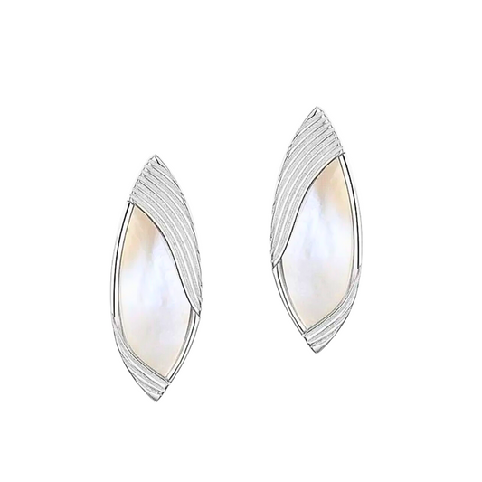 White Shell Oval Stud Earrings