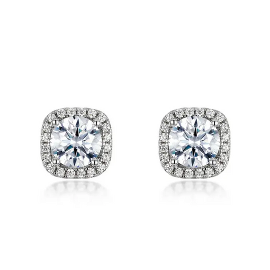 Vintage Style Square Moissanite Earring stud