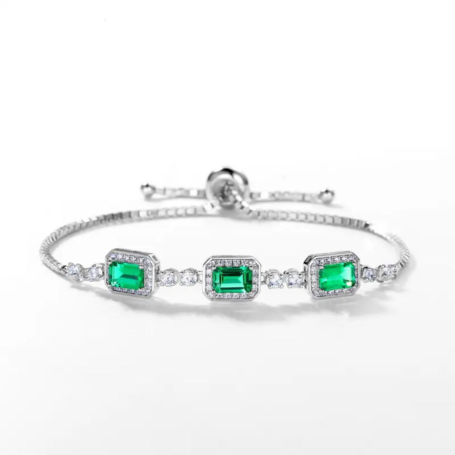 Triple Stone Emerald Bracelet