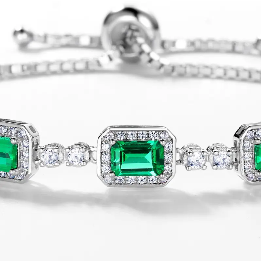 Triple Stone Emerald Bracelet