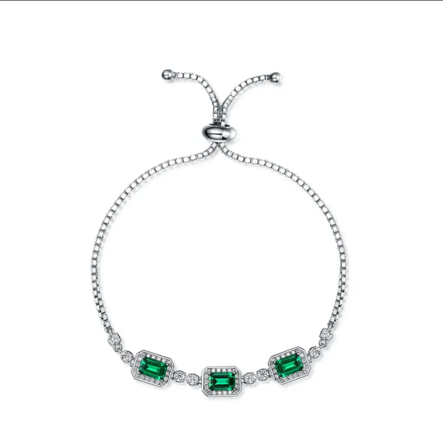 Triple Stone Emerald Bracelet