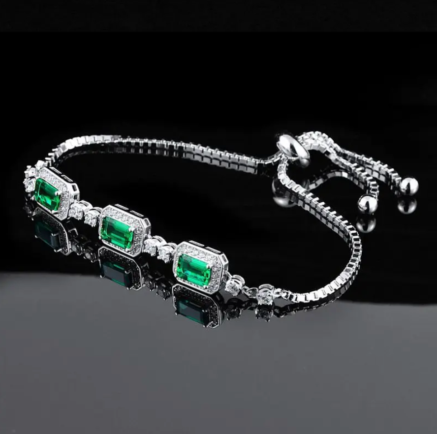 Triple Stone Emerald Bracelet