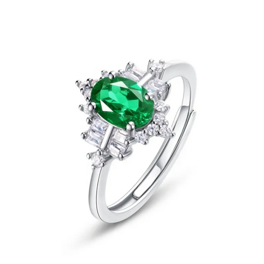 Vintage Style Oval Cut Emerald Ring